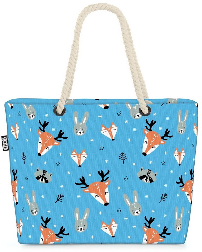 VOID Strandtasche (1-tlg), Tiere Kinder Muster Beach Bag Wald-Tiere Zoo Wandern Kinder Muster Märchen Bäum von VOID