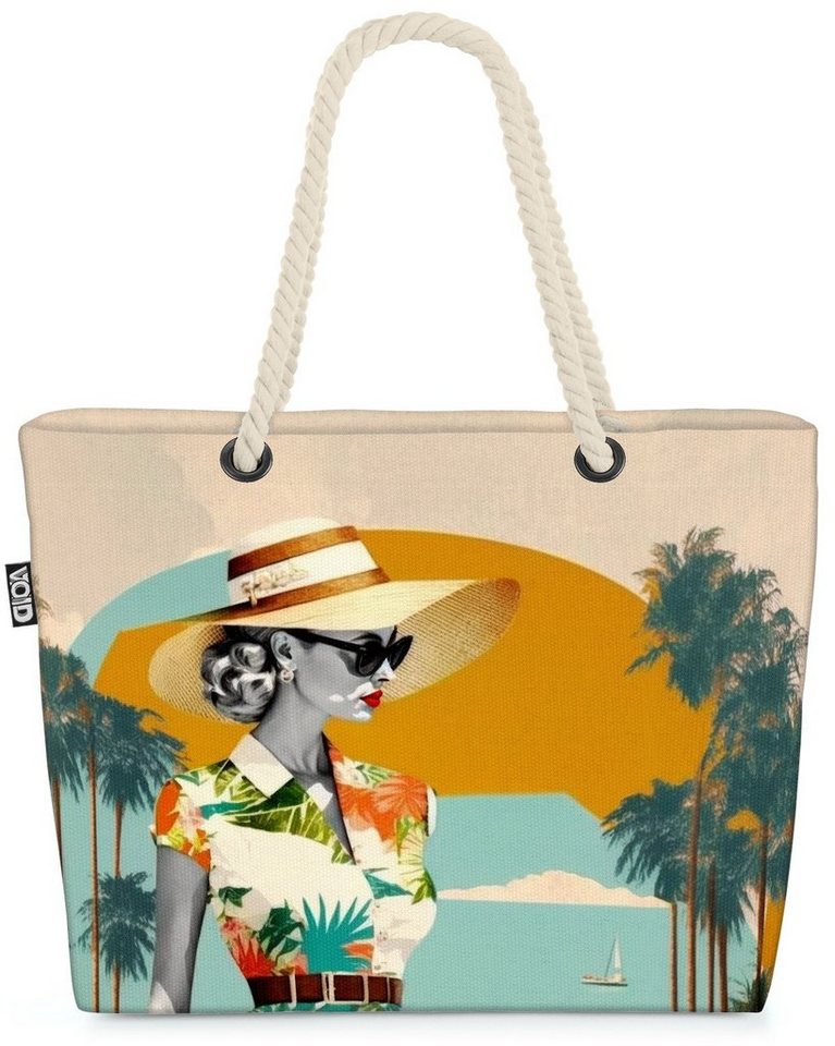 VOID Strandtasche (1-tlg), Vintage Fashion Mode lifestyle kleid retro pop art zeitung frau mädch von VOID