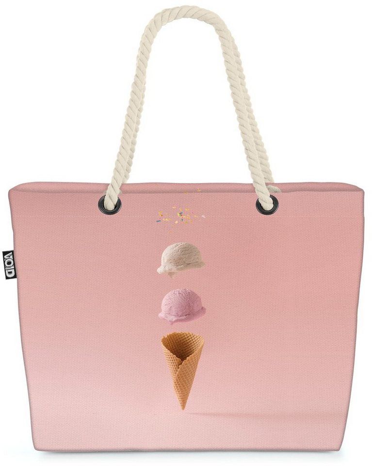 VOID Strandtasche (1-tlg), Waffel Eis Rosa Beach Bag Wassereis Eiscreme Italien Baden Kinder Süß Rosa von VOID