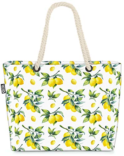 VOID Sommer Zitronen Strandtasche Shopper 58x38x16cm 23L XXL Einkaufstasche Tasche Reisetasche Beach Bag von VOID