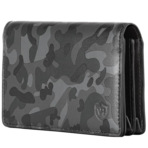 VON HEESEN® Visitenkartenetui Leder mit RFID-Schutz - Platz für 50 Visitenkarten - 6 Fächer - Visitenkarten Etuis - Geschenk für Damen & Herren (Camouflage) von VON HEESEN