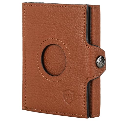 VON HEESEN Airtag Slim Wallet (Mini MÜNZFACH & AIRTAG Fach, Cognac Braun) von VON HEESEN