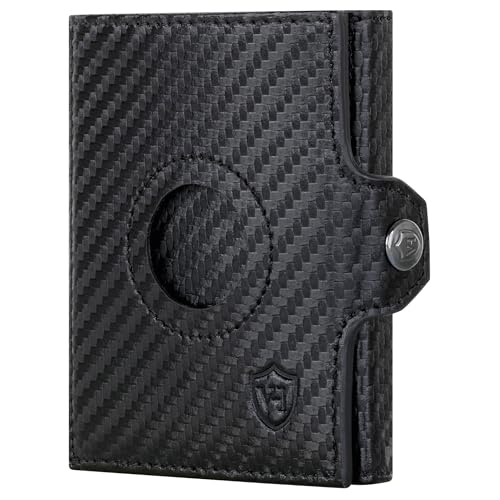 VON HEESEN Airtag Slim Wallet (XL MÜNZFACH & AIRTAG Fach, Schwarz Carbon) von VON HEESEN