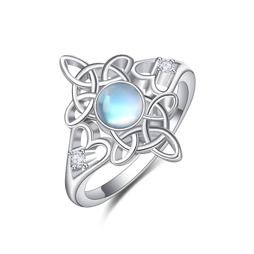 Celtic Knot Ring 925 Sterling Silber Witch Magic Knot Ring Mondstein Pagan Schmuck Celtic Schmuck Women's Girl's von VONALA