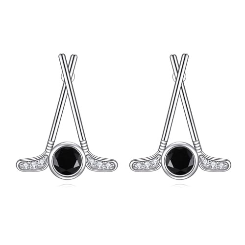 Golf Ohrringe Golfball Ohrringe Golfball Ohrstecker Sterling Silber Sport Ohrringe Golf Schmuck Spielergeschenk für Frauen Mädchen Ehefrau Mama Geschenk Weihnachten Urlaub Geschenk (Black) von VONALA