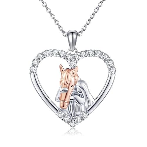 VONALA Pferde Kette Mädchen 925 Sterling Silber Mädchen mit Pferd Pferde Mädchen Geschenk von VONALA