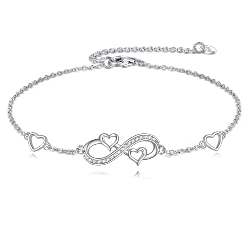 VONALA Unendlichkeits-Fußkettchen für Frauen, Sterlingsilber, Zirkonia, Unendlichkeitsherz, Boho-Fußkettchen, Schmuck, Geschenke für Frauen und Mädchen von VONALA