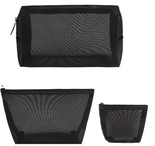 VONCYKI Kosmetiktasche aus Netzstoff, transparent, klein, groß, schwarz, Make-up-Tasche, tragbar, Reise-Kulturbeutel, Organizer, Lippenstift-Aufbewahrungstasche, Make-up-Tasche, 1/3 Stück, Stil A-m, VONCYKI Kosmetiktasche aus Netzstoff, transparent, klein, groß, schwarz, Make-up-Tasche, tragbar, Reise-Kulturbeutel, Organizer, Lippenstift-Aufbewahrungstasche, Make-up-Tasche, 1/3 Stück, Stil A-m, von VONCYKI