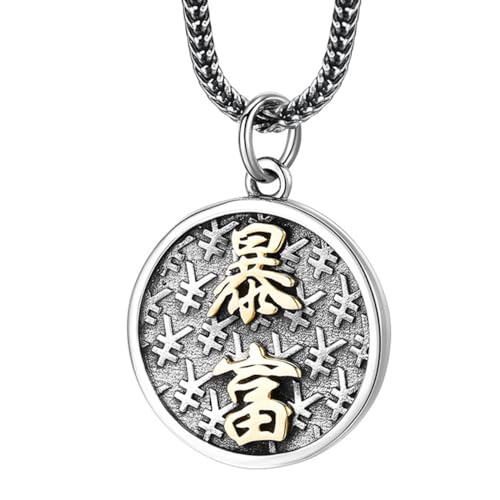 VOYADE S925 Sterling Silber Tyranny Runde Anhänger, Hip Hop Tyranny Anhänger Halskette Für Männer Und Frauen,Silber,Single Pendant von VOYADE