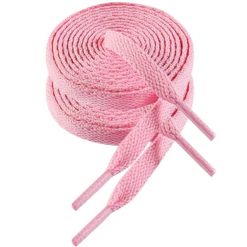 VSUDO 110 cm Länge Rosa Flach Sneaker Schnürsenkel, 8mm Breite Rosa Turnschuhe Schuhband, Pink Sneaker Shoelace, Ersatz Sportschuhe Schnürsenkel für Frauen oder Männer (2 Paare-Rosa-110cm) von VSUDO