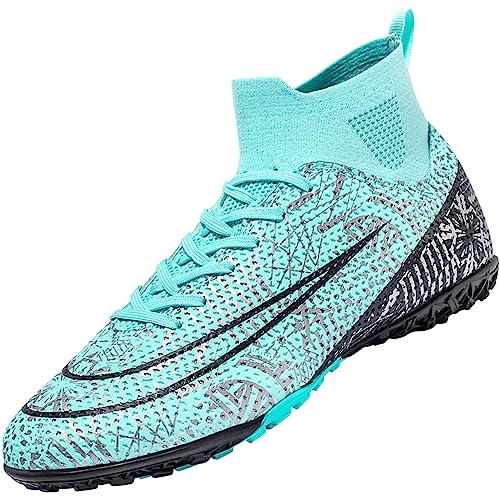 VTASQ Fußballschuhe Herren High Top Professionelle Fussballschuhe Outdoor Trainingsschuhe Jugendliche Athletics Sport Fußballspiel Training Sportschuhe Türkis 39 EU von VTASQ