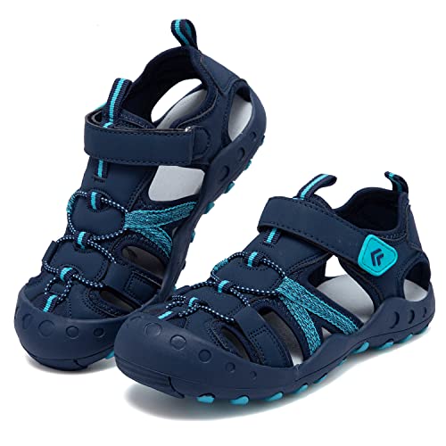 VTASQ Kinder Sandalen Jungen Mädchen Strandschuhe Trekking Sommer Sport Outdoorsandalen Geschlossene Trekkingsandalen Wandersandalen -Blau-23 von VTASQ