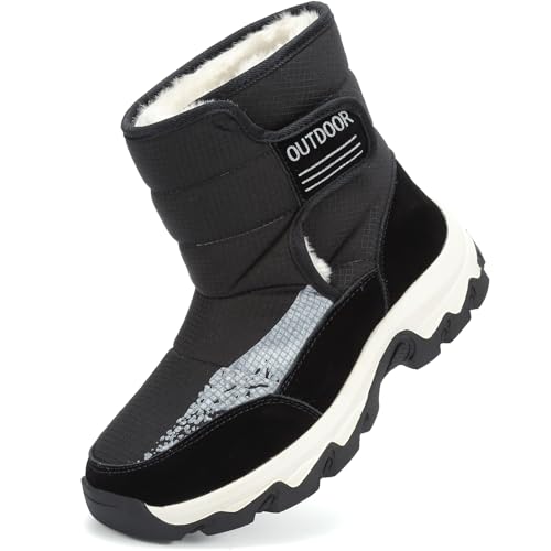 VTASQ Schneestiefel Damen Winter Gefüttert Hoch Outdoor Winterstiefel Warme Wasserdicht Winterschuhe Schwarz 42EU von VTASQ