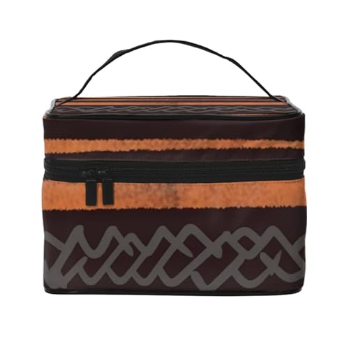 VTCTOASY Afrikanischer Schlammstoff, Tribal-Druck, Make-up-Tasche für Damen, tragbare Kulturbeutel, große Kapazität, Reise-Kosmetiktasche für Outdoor-Reisen, Schwarz, Einheitsgröße, Schwarz , von VTCTOASY