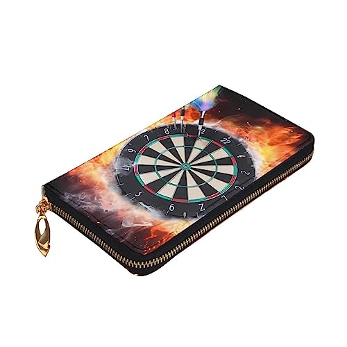 VTCTOASY Dart Board Print Damen Geldbörse Leder Reißverschluss Münzbörse Groß Kartenetui Brieftasche für Urlaub Geschenk, Schwarz, One Size, Schwarz , Einheitsgröße von VTCTOASY