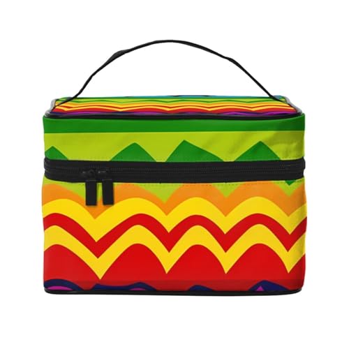 VTCTOASY Gay Pride Make-up-Tasche mit Regenbogenmuster für Damen, tragbare Kulturbeutel, große Kapazität, Reise-Kosmetiktasche für Outdoor-Reisen, Schwarz, Einheitsgröße, Schwarz , Einheitsgröße von VTCTOASY