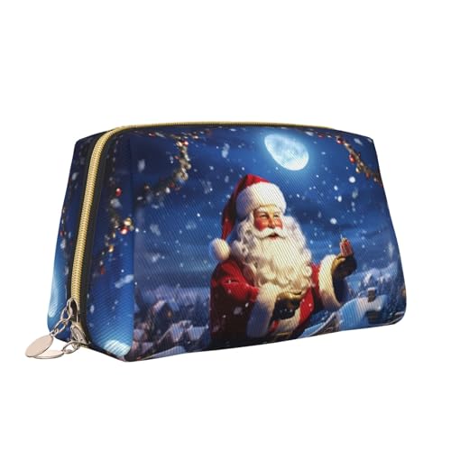 VTCTOASY Kosmetiktasche mit Weihnachtsmann-Aufdruck, tragbar, vielseitig, Kulturbeutel, große Kapazität, Kosmetiktasche für Damen, weiß, Einheitsgröße, weiß, Einheitsgröße von VTCTOASY