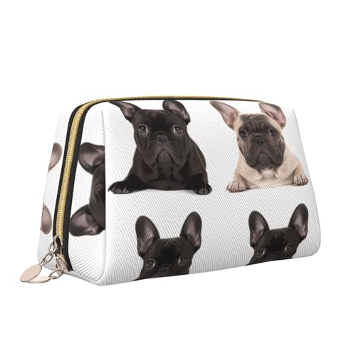 VTCTOASY Kosmetiktasche mit französischer Bulldogge, tragbar, vielseitig, Kulturbeutel, große Kapazität, Kosmetiktasche für Damen, weiß, Einheitsgröße, weiß, Einheitsgröße von VTCTOASY