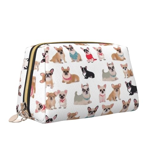 VTCTOASY Kosmetiktasche mit niedlichem Chihuahua-Mopsmuster, tragbar, vielseitig, Kulturbeutel, große Kapazität, Kosmetiktasche für Damen, weiß, Einheitsgröße, weiß, Einheitsgröße von VTCTOASY