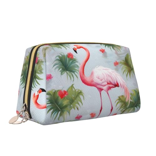 VTCTOASY Kosmetiktasche mit weißem Flamingo-Druck, tragbar, vielseitig, Kulturbeutel, große Kapazität, Kosmetiktasche für Damen, weiß, Einheitsgröße, weiß, Einheitsgröße von VTCTOASY