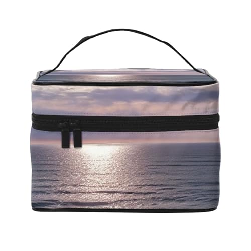 VTCTOASY Make-up-Tasche für Damen, Motiv: Atlantic Ocean Print, tragbare Kulturbeutel, große Kapazität, Reise-Kosmetiktasche für Outdoor-Reisen, Schwarz, Einheitsgröße, Schwarz , Einheitsgröße von VTCTOASY