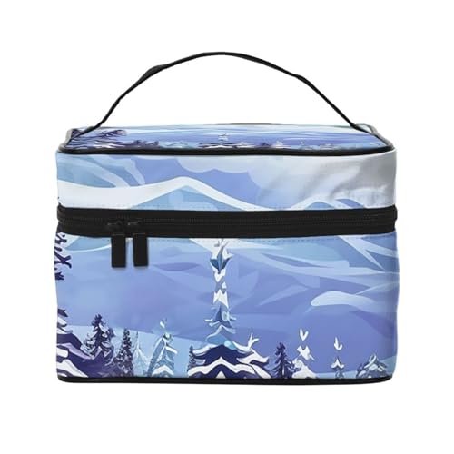 VTCTOASY Make-up-Tasche für Damen, Motiv: Winter-Skifahren, tragbare Kulturbeutel, große Kapazität, Reise-Kosmetiktasche für Outdoor-Reisen, Schwarz, Einheitsgröße, Schwarz , Einheitsgröße von VTCTOASY