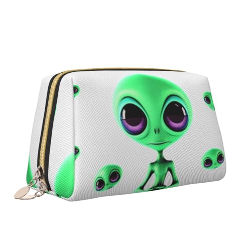 VTCTOASY Make-up-Tasche mit Alien-Druck, tragbar, vielseitig, Kulturbeutel, große Kapazität, Kosmetiktasche für Damen, weiß, Einheitsgröße, weiß, Einheitsgröße von VTCTOASY