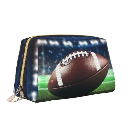 VTCTOASY Make-up-Tasche mit American Football-Aufdruck, tragbar, vielseitig, Kulturbeutel, große Kapazität, Kosmetiktasche für Damen, weiß, Einheitsgröße, weiß, Einheitsgröße von VTCTOASY