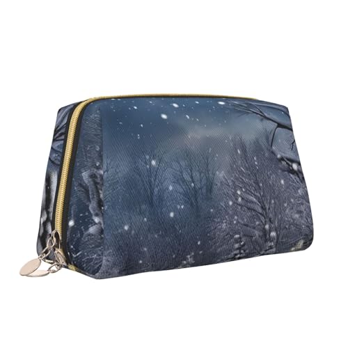 VTCTOASY Make-up-Tasche mit Aufdruck "Winter Schnee-Nacht", tragbar, vielseitig, Kulturbeutel, große Kapazität, Kosmetiktasche für Damen, weiß, Einheitsgröße, weiß, Einheitsgröße von VTCTOASY