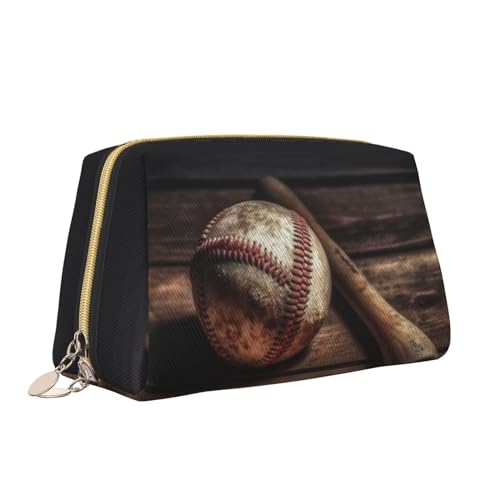 VTCTOASY Make-up-Tasche mit Baseball-Aufdruck, tragbar, vielseitig, Kulturbeutel, große Kapazität, Kosmetiktasche für Damen, weiß, Einheitsgröße, weiß, Einheitsgröße von VTCTOASY