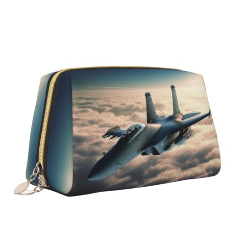 VTCTOASY Make-up-Tasche mit Flugzeugkampf-Jets-Aufdruck, tragbar, vielseitig, Kulturbeutel, große Kapazität, Kosmetiktasche für Damen, weiß, Einheitsgröße, weiß, Einheitsgröße von VTCTOASY