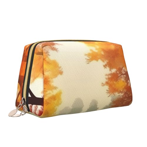 VTCTOASY Make-up-Tasche mit Herbstbäumen-Druck, tragbar, vielseitig, Kulturbeutel, große Kapazität, Kosmetiktasche für Damen, weiß, Einheitsgröße, weiß, Einheitsgröße von VTCTOASY