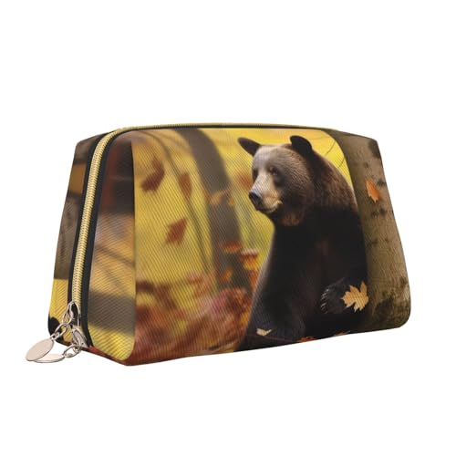 VTCTOASY Make-up-Tasche mit Herbsttier-Druck, tragbar, vielseitig, Kulturbeutel, große Kapazität, Kosmetiktasche für Damen, weiß, Einheitsgröße, weiß, Einheitsgröße von VTCTOASY