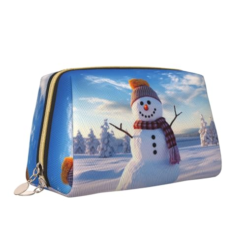 VTCTOASY Make-up-Tasche mit Schneemann-Druck, tragbar, vielseitig, Kulturbeutel, große Kapazität, Kosmetiktasche für Damen, weiß, Einheitsgröße, weiß, Einheitsgröße von VTCTOASY