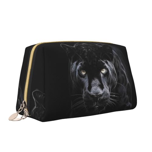 VTCTOASY Make-up-Tasche mit Tierpanther-Druck, tragbar, vielseitig, Kulturbeutel, große Kapazität, Kosmetiktasche für Damen, weiß, Einheitsgröße, weiß, Einheitsgröße von VTCTOASY