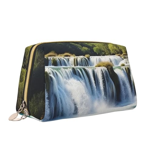 VTCTOASY Make-up-Tasche mit Wasserfällen auf Krka-Flussdruck, tragbar, vielseitig, Kulturbeutel, große Kapazität, Kosmetiktasche für Damen, weiß, Einheitsgröße, weiß, Einheitsgröße von VTCTOASY