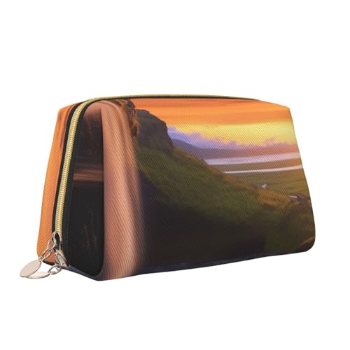 VTCTOASY Make-up-Tasche mit Wasserfall bei Sonnenuntergang, tragbar, vielseitig, Kulturbeutel, große Kapazität, Kosmetiktasche für Damen, weiß, Einheitsgröße, weiß, Einheitsgröße von VTCTOASY