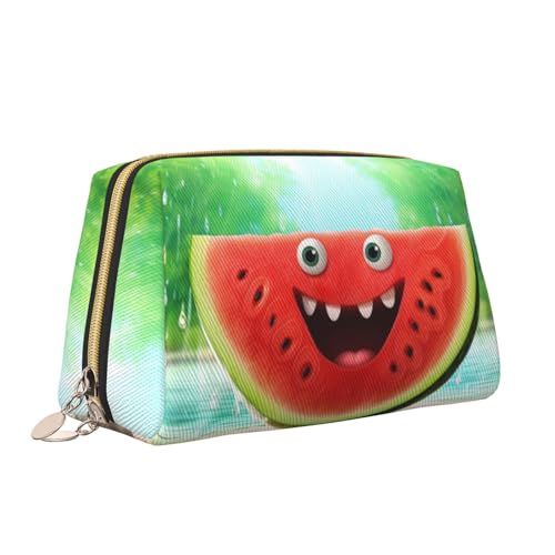 VTCTOASY Make-up-Tasche mit Wassermelonen-Druck, tragbar, vielseitig, Kulturbeutel, große Kapazität, Kosmetiktasche für Damen, weiß, Einheitsgröße, weiß, Einheitsgröße von VTCTOASY