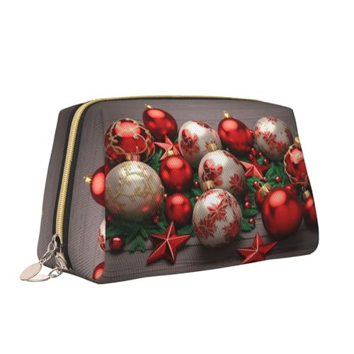 VTCTOASY Make-up-Tasche mit Weihnachtsbällen, tragbar, vielseitig, Kulturbeutel, große Kapazität, Kosmetiktasche für Damen, weiß, Einheitsgröße, weiß, Einheitsgröße von VTCTOASY