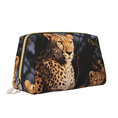 VTCTOASY Make-up-Tasche mit Wildtier-Leopardenmuster, tragbar, vielseitig, Kulturbeutel, große Kapazität, Kosmetiktasche für Damen, weiß, Einheitsgröße, weiß, Einheitsgröße von VTCTOASY