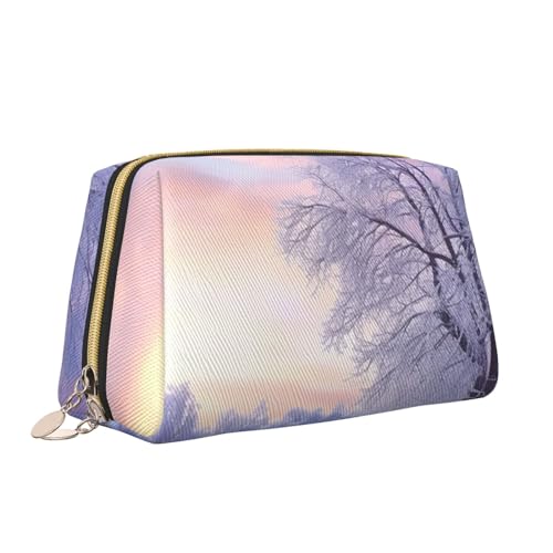 VTCTOASY Make-up-Tasche mit Winterlandschaftsdruck, tragbar, vielseitig, Kulturbeutel, große Kapazität, Kosmetiktasche für Damen, weiß, Einheitsgröße, weiß, Einheitsgröße von VTCTOASY