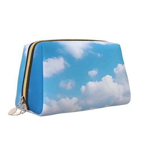 VTCTOASY Make-up-Tasche mit weißen Wolken, Himmel-Druck, tragbar, vielseitig, Kulturbeutel, große Kapazität, Kosmetiktasche für Damen, weiß, Einheitsgröße, weiß, Einheitsgröße von VTCTOASY