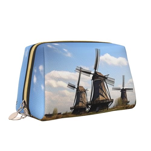 VTCTOASY Windmills Make-up-Tasche, tragbar, vielseitig, Kulturbeutel, große Kapazität, Kosmetiktasche für Damen, weiß, Einheitsgröße, weiß, Einheitsgröße von VTCTOASY