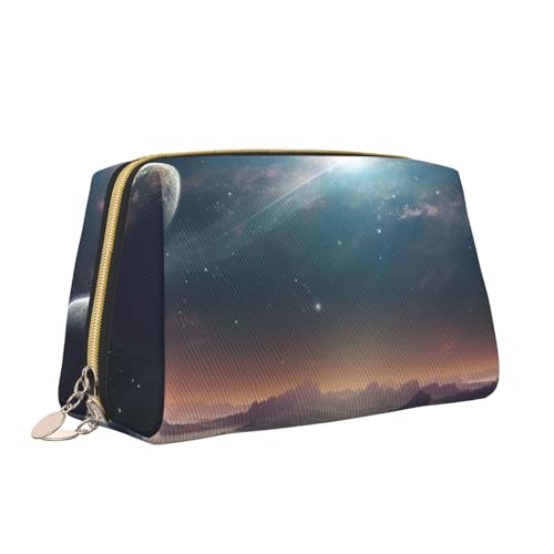 VTCTOASY Wunderbare Make-up-Tasche mit Universum-Aufdruck, tragbar, vielseitig, Kulturbeutel, große Kapazität, Kosmetiktasche für Damen, weiß, Einheitsgröße, weiß, Einheitsgröße von VTCTOASY