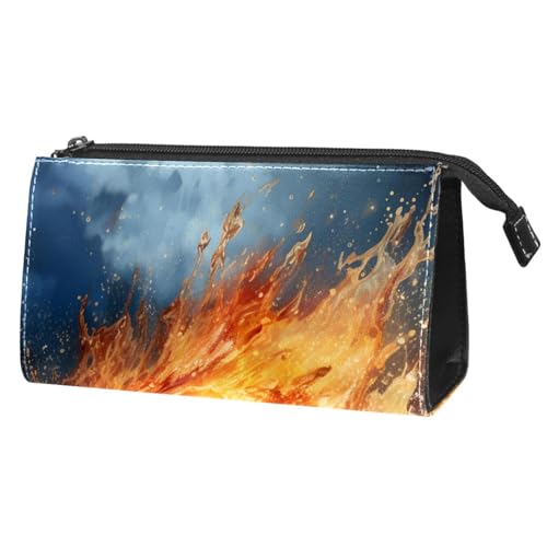 Make up Taschen für Damen,Kulturbeutel für Herren,Baseball in Feuer und Wasser,Reise Kosmetiktasche von VTGHDEEQ