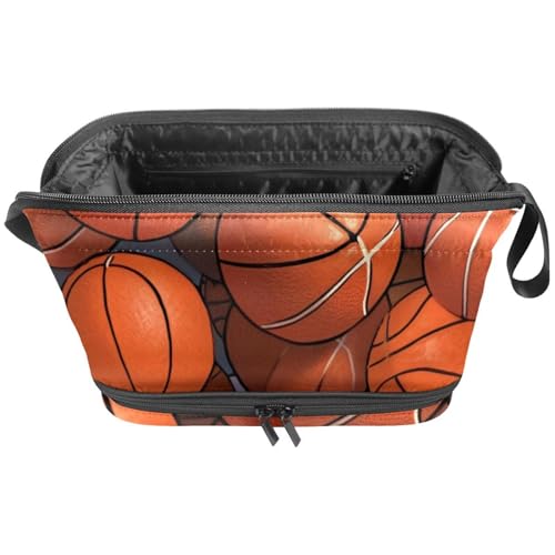 Make up Taschen für Damen,Kulturbeutel für Herren,Basketball,Reise Kosmetiktasche von VTGHDEEQ