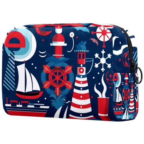 Make up Taschen für Damen,Kulturbeutel für Herren,Blauer marinezeitozean,Reise Kosmetiktasche von VTGHDEEQ