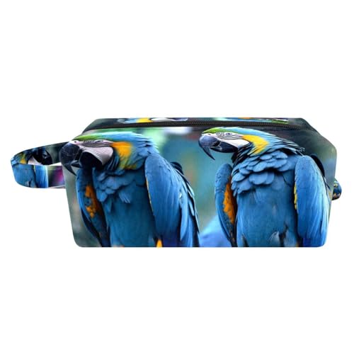 Make up Taschen für Damen,Kulturbeutel für Herren,Blauer papageienvogel tropisch,Reise Kosmetiktasche von VTGHDEEQ