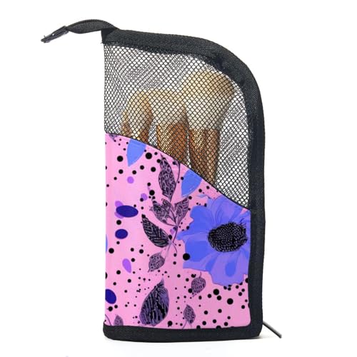 Make up Taschen für Damen,Kulturbeutel für Herren,Blumen lila rosa,Reise Kosmetiktasche von VTGHDEEQ