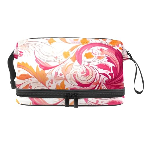 Make up Taschen für Damen,Kulturbeutel für Herren,Blumenblattblumen rosa,Reise Kosmetiktasche von VTGHDEEQ